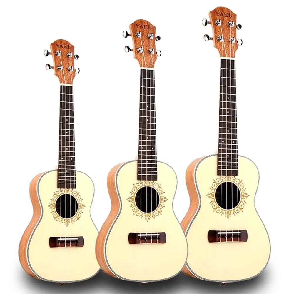 

3 Size 21/23/26 inch Concert Ukulele 4 String Hawaiian Sapele Wood mini Guitar Uku Acoustic Guitar Ukelele white Mahogany UK2101