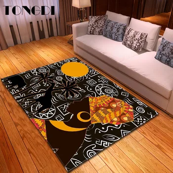 

TONGDI Modern Carpet Anti-skid Elegant Artistic African Printing Mat Soft Rug Luxury Decor For Home Parlour LivingRoom Bedroom
