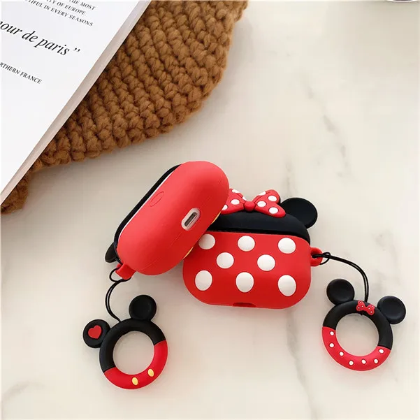 3D чехол для наушников с милым рисунком Микки Мауса и Минни для Apple AirPods Pro 3 чехла из мягкого силикона Air Pods 2 1 Аниме Funda брелок
