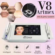 100-240 В AC Artmex V8 Перманентный макияж тату машина Цифровая Электрическая для бровей и губ Вращающаяся ручка МТС пму система макияж машина