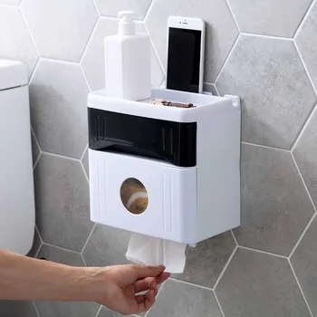 

Wall Mounted Tissue Box Paper Storage Box Bathroom Storage Rack Toilet Paper Holder Mobile Phone Holder Toilet Paper Dispenser