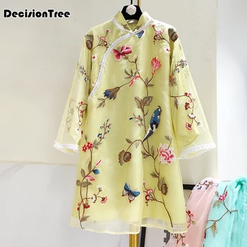 

2020 ladies chinese cheongsam top vintage qipao shirts plus chinese clothing tangsuit tea guzheng qipao top blouse hanfu