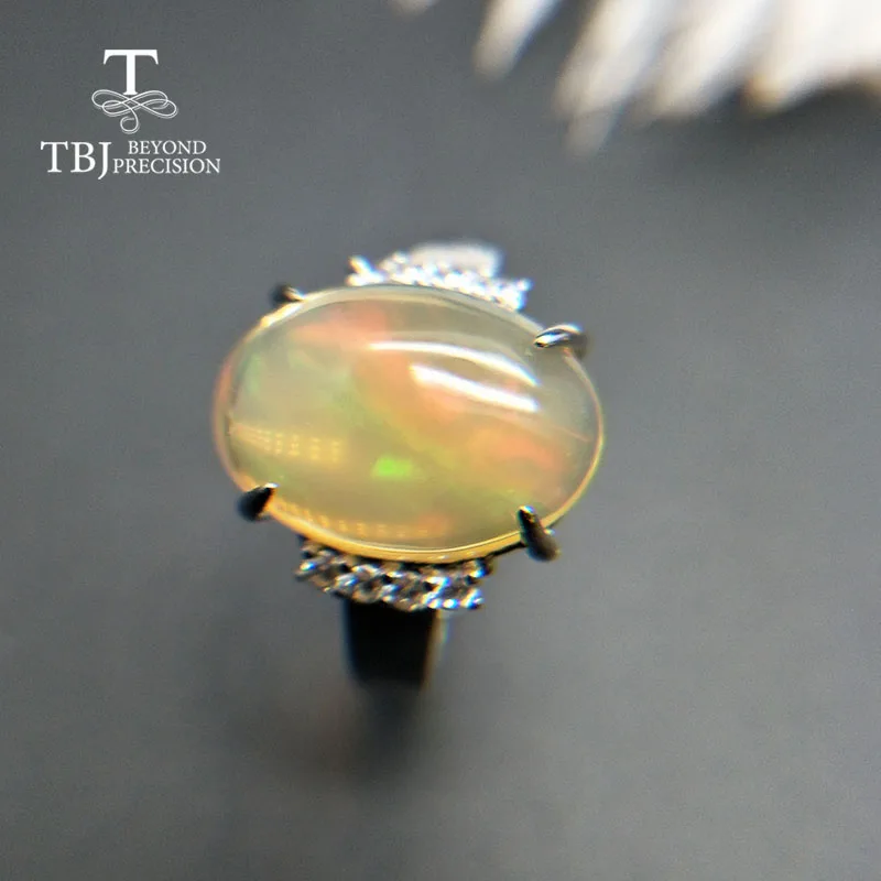 TBJ, 5ct, большой размер, натуральный опал, Женское кольцо, серебро 925 пробы, розовое золото, хорошее ювелирное изделие для женщин, лучший подарок