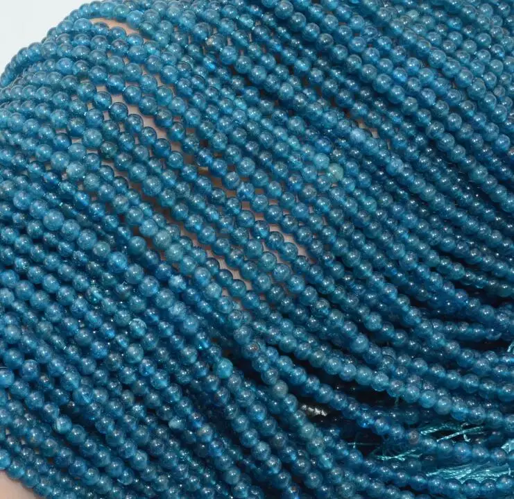 Good Blue Apatite Натуральный Полудрагоценный камень/кварцевые Свободные Круглые бусины 4 мм-4,5 мм - Цвет: Good Blue Apatite