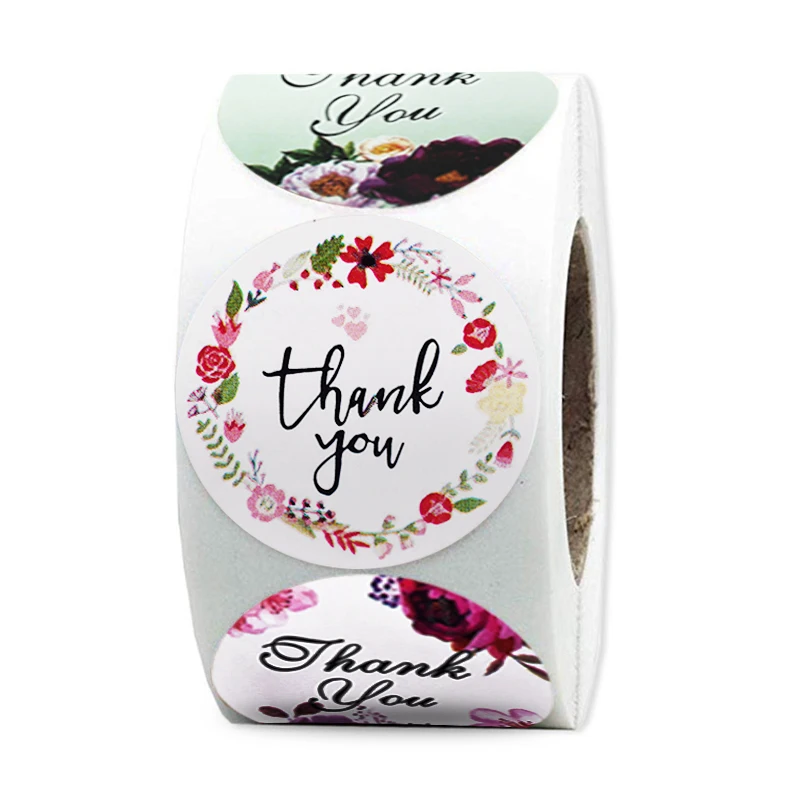 

500 1 inch 4 flower patterns per roll thank you sticker seal label gift decoration sticker diary scrapbook stationery stickers