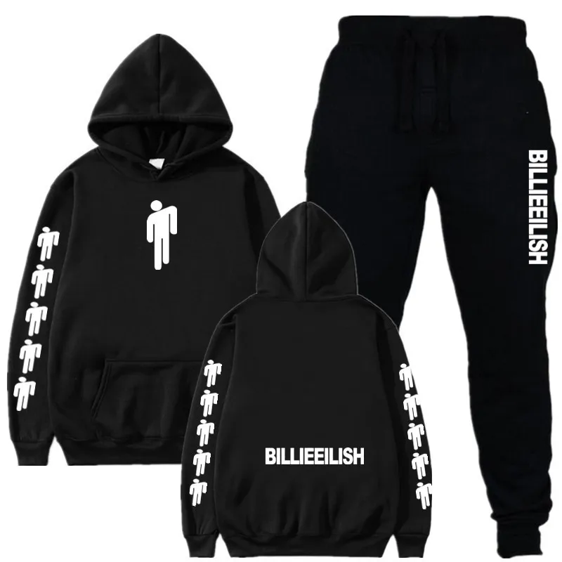 

Billie Eilish Piece Tracksuit Women Men Off White Hoodie Sweatshirt Female Sport Pullover Suits Men's Sport Suit Set Tracksuit