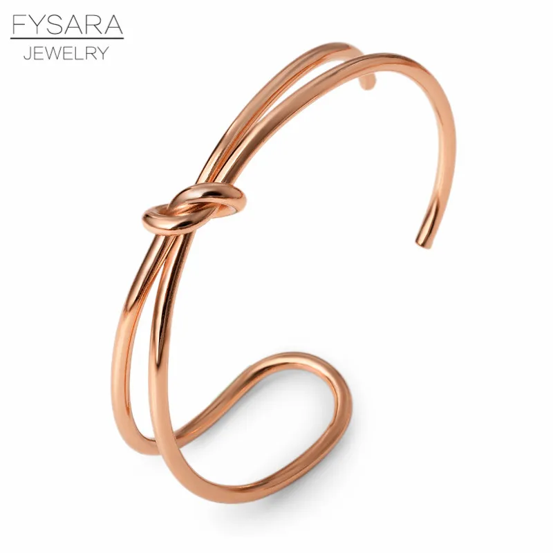 FYSARA браслет Noeud браслет knoop серебряные браслеты из розового золота браслеты с бантами женские браслеты-каффы Wristhand браслеты