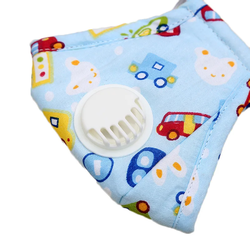 

5pcs Kids Mask Hanging Ear Lovely Baby Cartoon Pm2.5 Cotton Dust-proof Masks Child Activated Carbon Filter Breathing Valve Masks