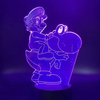 

3D Lamp Game Mario Rides Yoshi Best Present for Game Fans Atmosphere Battery Powered Color Changing Led Night Light Lamp