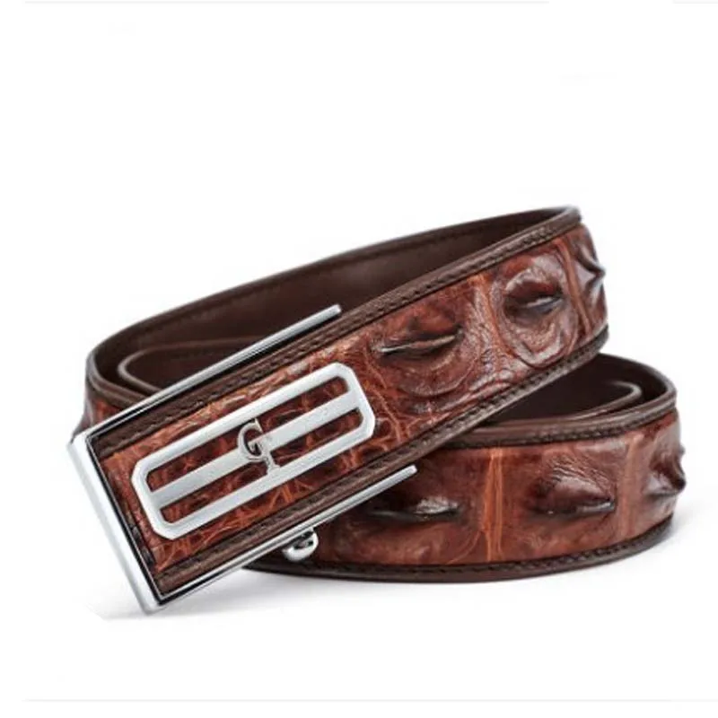 

gete Estuarine crocodile back leather men belt male automatic buckle without stitching Estuarine crocodile leather belt