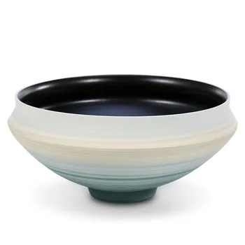 

Tooarts 1Pc Ceramic Fruit Bowl Handmade and Unique Design White and Blue Home Decoration
