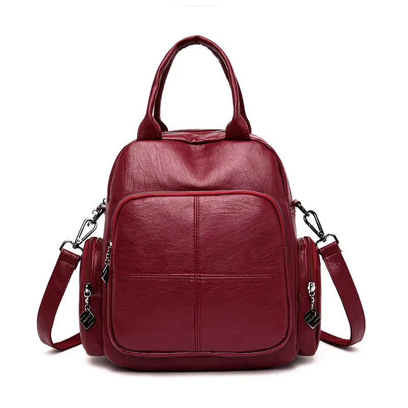 

Backpack WOMEN'S Bag Korean-style New Style Fashion PU Leather Youth Mom Shopping Casual Backpack Multi-functional Versatile Sch