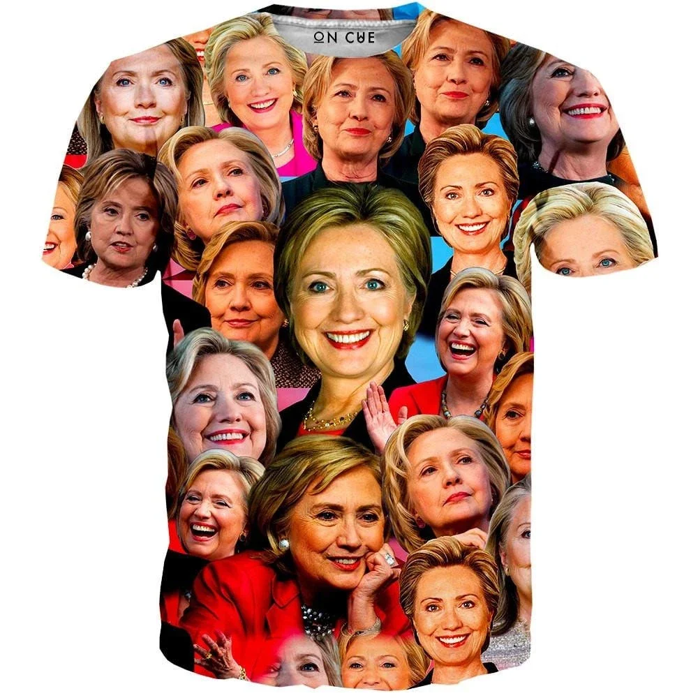 

HILLARY CLINTON 3D Print Colleage T Shirt Men Women Fashion Casual Short Sleeve Hip HOP Classical Streetwear T Shirt