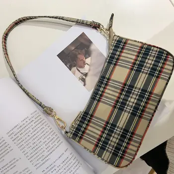 

Bag Woman Package Joker Single Shoulder Satchel Armpit Package Lattice Baguette Package England Style Designer Handbags
