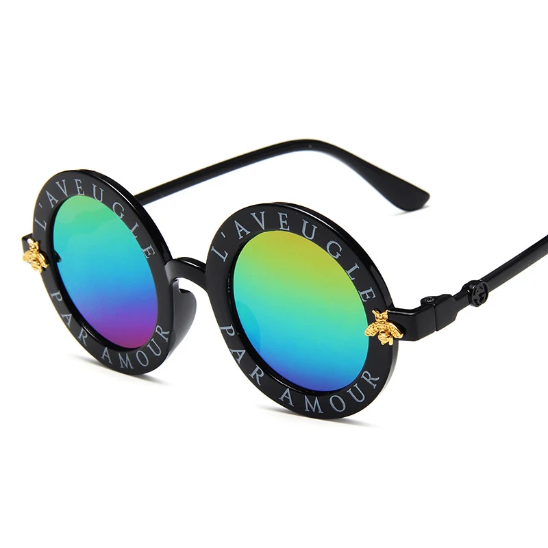 VKUES, стимпанк пчела, детские солнцезащитные очки для мальчиков и девочек, винтажные детские солнцезащитные очки, круглые очки для малышей, детские очки - Цвет линз: 6601-C7
