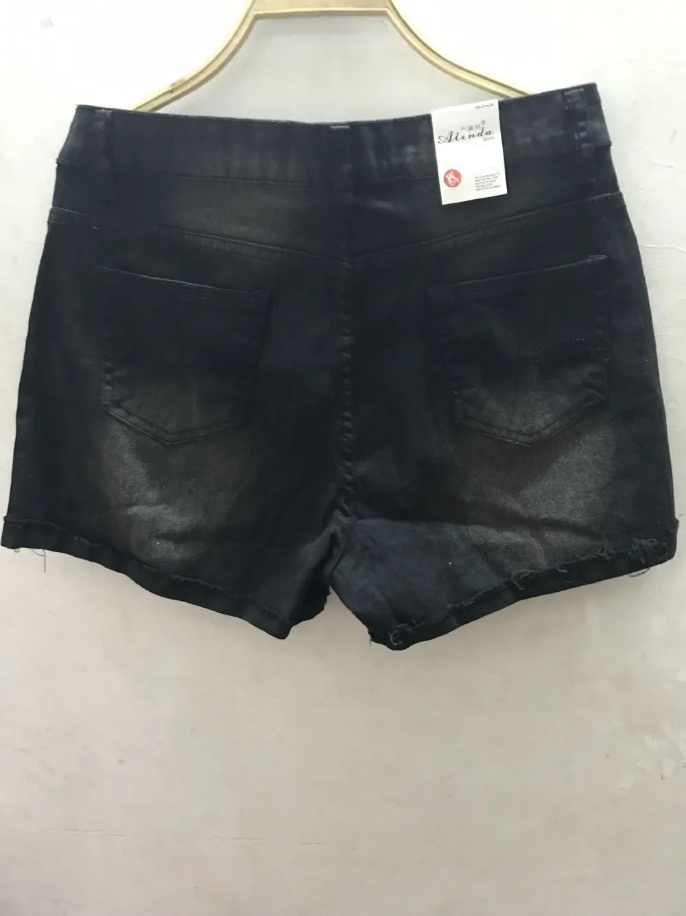Europe And America Summer New Style High-waisted Cowboy Street Versatile Fringe Burrs Women's Slimming Denim Shorts WOMEN'S
