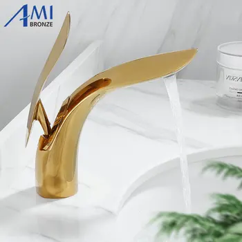 

Brass Basin Faucet Gold Polished/Black/White/Chrome Bathroom Basin Sink Mixer Tap Faucets Hot Cold Crane