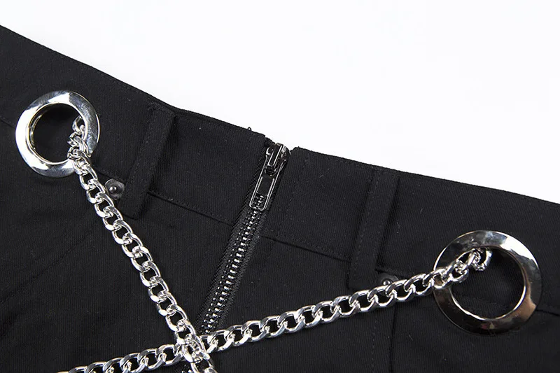 JIEZUOFANG черная юбка на молнии с перекрестной цепью женская летняя Harajuku Корейская Высокая талия голографическая однотонная короткая юбка