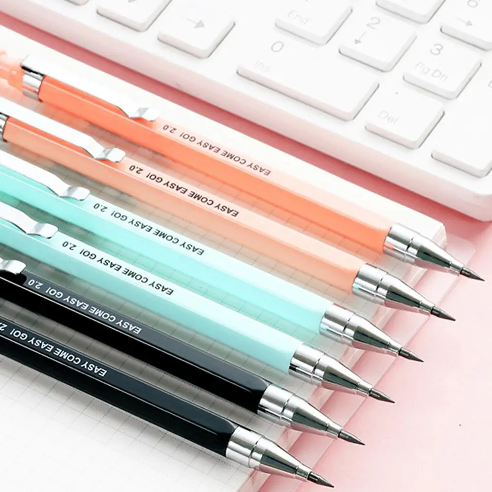 Lápices de propulsión de 2,0mm y 2B, portaminas de Color caramelo para niños y niñas, útiles escolares para estudiantes, papelería