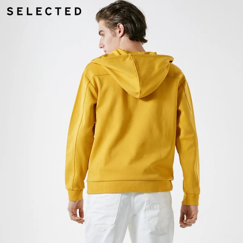 SELECTED Men's Winter Pullover Hooded Cotton Sweatshirt Pure Color Hoodie Clothes C 41914D503
