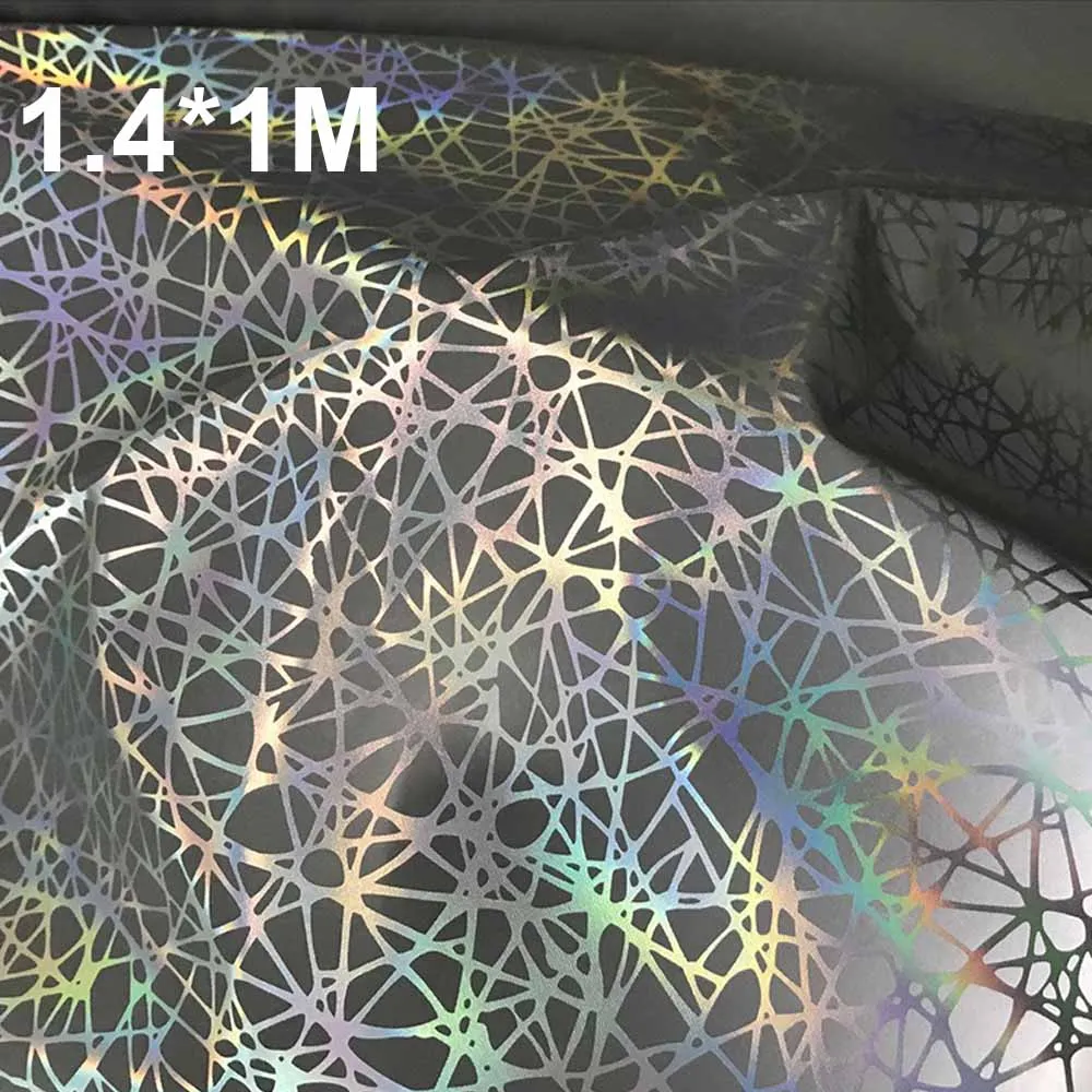 Радужная светоотражающая ткань голографическая в сетке узор русалка