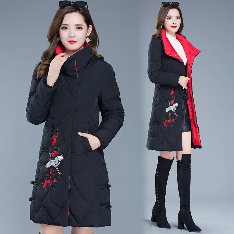 

Cotton Coat Hot Selling 2019 Autumn And Winter New Style Large Size Dress Korean-style Mid-length Slim Fit 200 Thick down Feathe