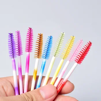 

50pcs Disposable Colorful Handle Beauty Mascara Wands Applicator Lash Nylon Makeup Brushes Eyelash Extension Tool