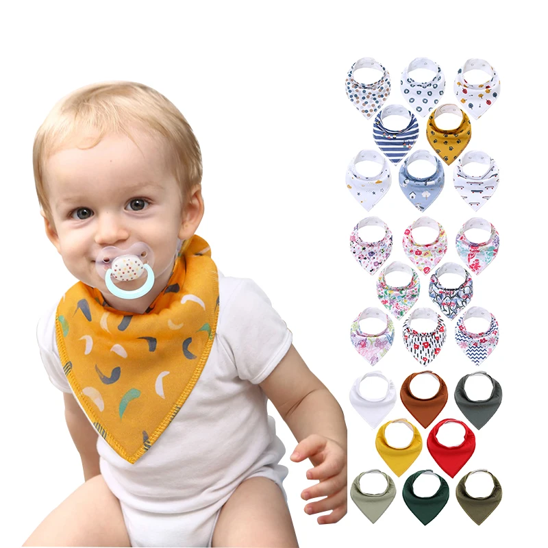4 pcs//set Boys Girls Baby Printed Soft Absorbent Bandana Drool Bibs with Snaps