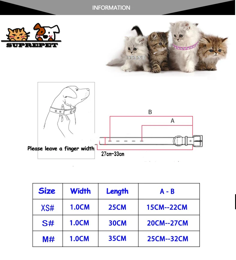 SUPREPET Алмазный блестящий ошейник для собак и кошек ошейник из искусственной кожи щенок маленький ошейник для кошек аксессуары для собак чихуахуа