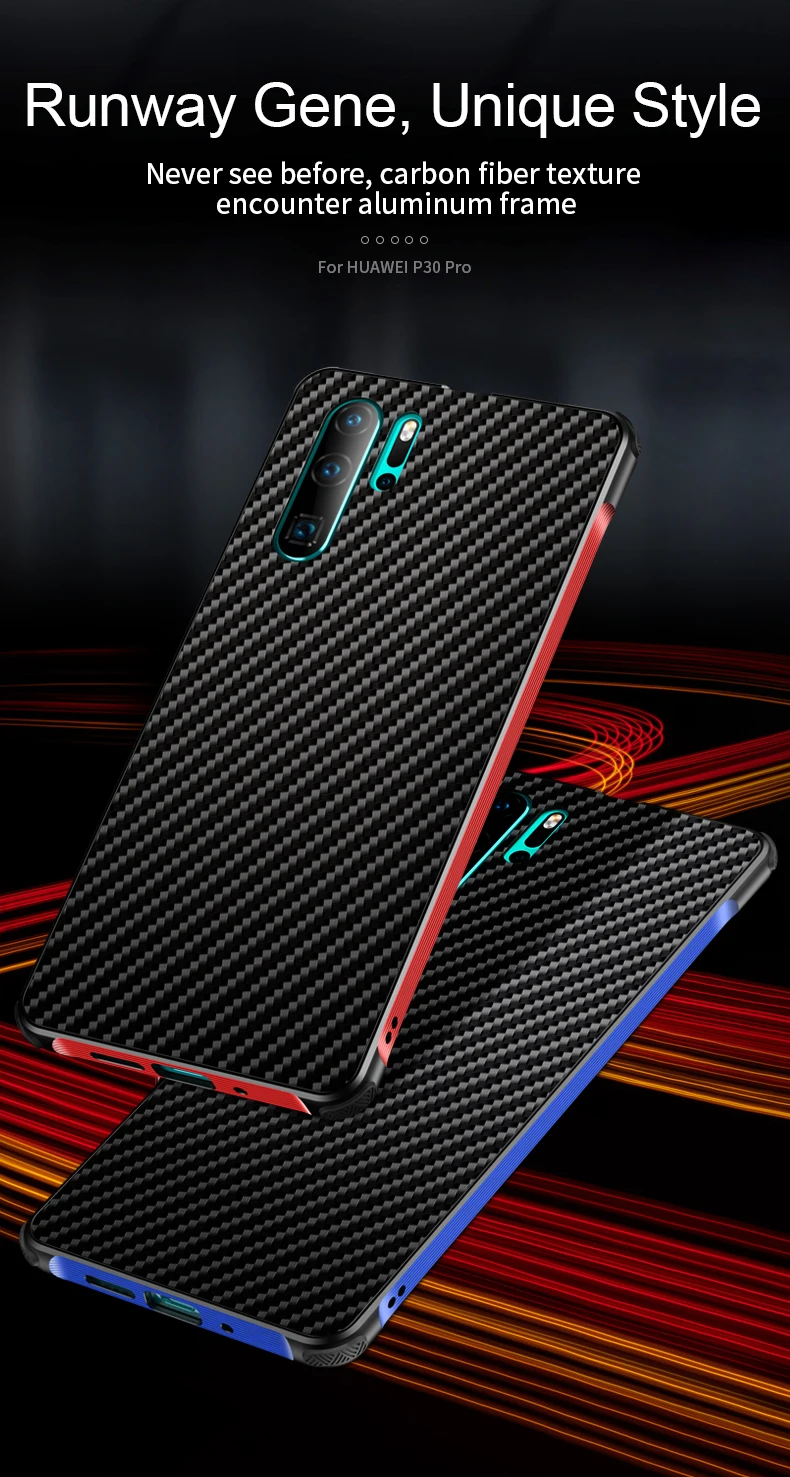 Стильный чехол из углеродного волокна для huawei P30 Pro Чехол P30Pro Алюминиевый металлический бампер чехол для телефона для huawei P30 Lite чехол Capa