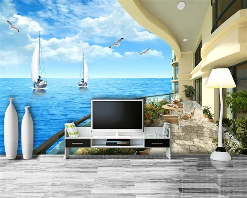 3d обои для дома, для отдыха, балкона, 3D ТВ, фоновое настенное украшение для спальни, настенная бумага