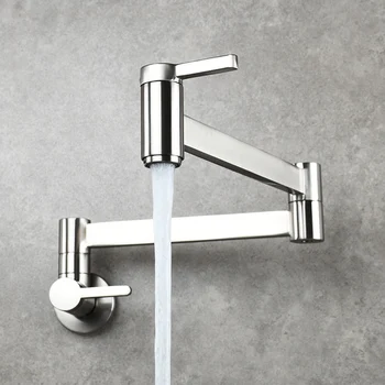 

Modern Basin Double Switch Brass Pot Filler Bathroom Cold Water Tap Wall Mount Spout Folding Arm Easy Install Kitchen Faucet