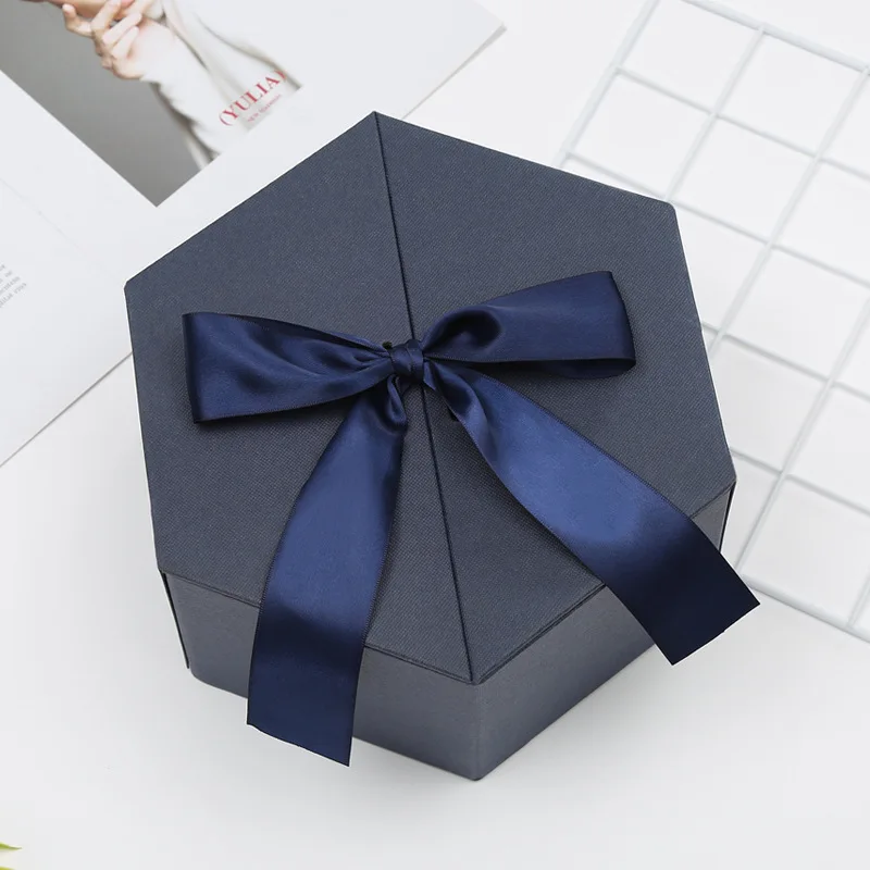 blue Подарочная коробка на день рождения, шестигранная Подарочная коробка высокого качества, вечерние, на День святого Валентина, милая Свадебная коробка, коробка для хранения конфет, печенья, упаковка - Цвет: blue