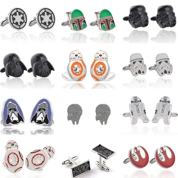 

Star Wars Cuff Links Buttons Falcon Darth Vader Letter Tie Clips Alloy Shirt Cufflinks Men Jewelry Gift