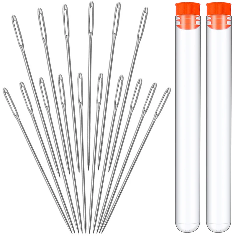 

LMDZ 16 PCS Large Eye Needles 2 Sizes Stainless Steel Cross Stitch Knitting Yarn Sewing Hand Sewing Needles DIY Crafts Tools