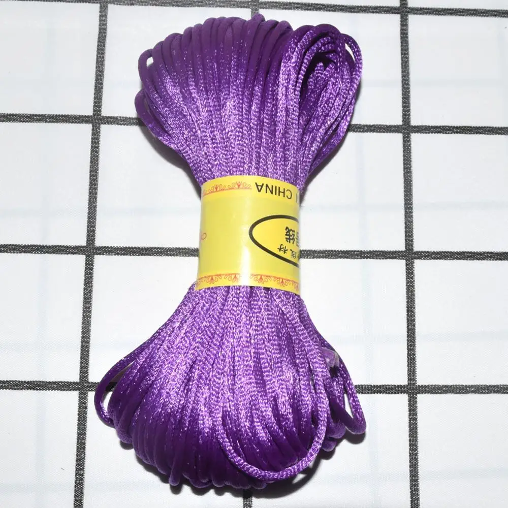2,5 мм, 20 м, китайский шнур с узлом, атласная нейлоновая плетеная веревка, Бисероплетение Макраме, плетеный шнур, разноцветный бисер, нить для рукоделия - Цвет: 15