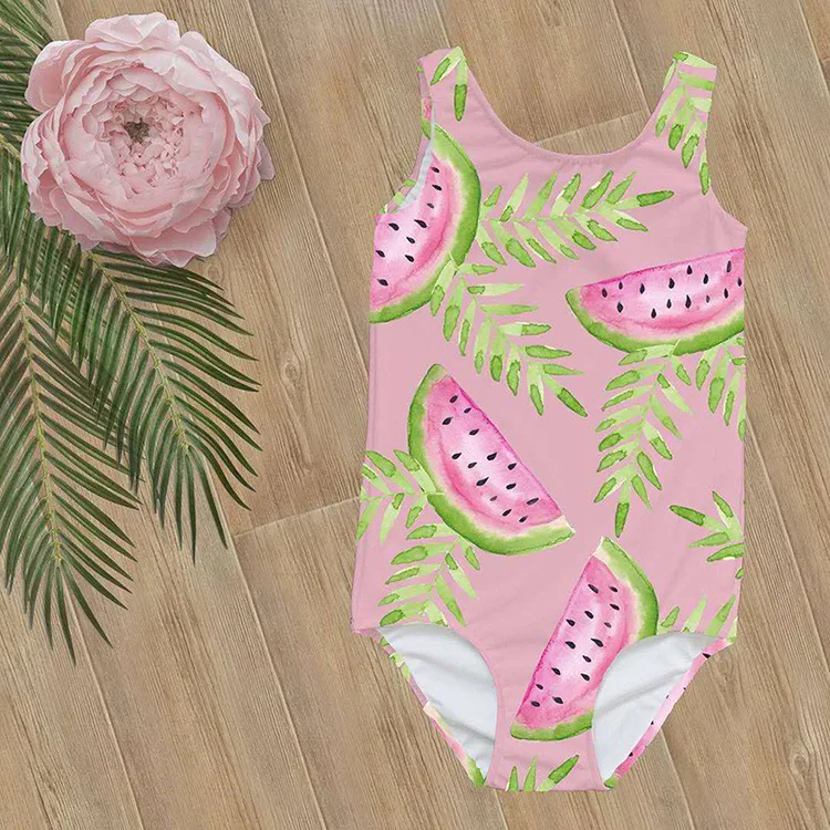 Kids Girl Swimsuit One-Piece Children Swimwear Watermelon Little Girl 2020 Summer Swimming Suit Ruffle Child Girl sea Clothes