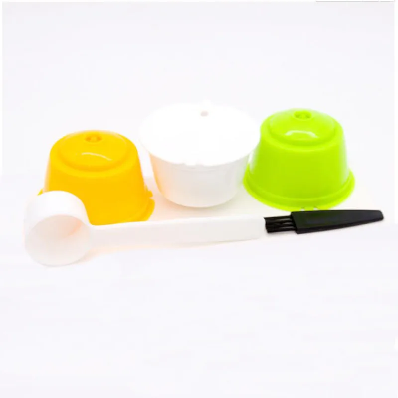 

3Pcs/Set Reusable Coffee Capsules Spoon Brush Set Refillable Coffee Capsules Cup Pod Filter Baskets For Nescafe Dolce Gusto