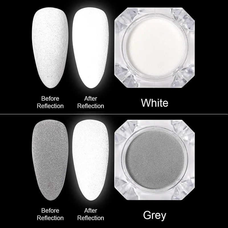Nail Powder Nail Glitter Nail Decoration Nail Decorations Reflection Glow In The Dark Grey White Dazzling Party DIY Sugar Gel Polish Chrome Flash Dust