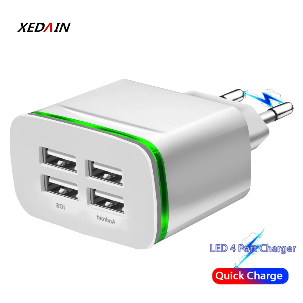 XEDAIN 5V 4A Универсальный адаптер с 4 USB портами для зарядки электроники устройство