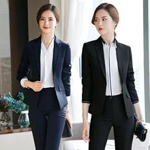 

Uniform Pant Skirt Suit Women Business Interview Long Sleeve Blazer and Pant Office Ladies Work Wear 2 Piece Set Korean Pantsuit