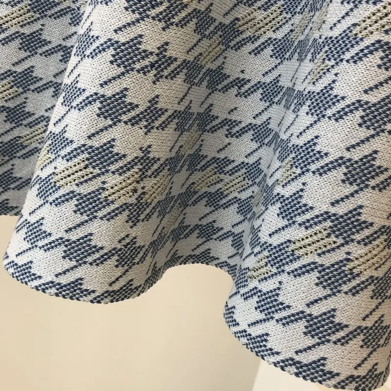ALPHALMODA осеннее элегантное вязаное платье с v-образным вырезом и рисунком «гусиные лапки» с длинными рукавами, с высокой талией бахромой, с отделкой, модное Дамское Платье