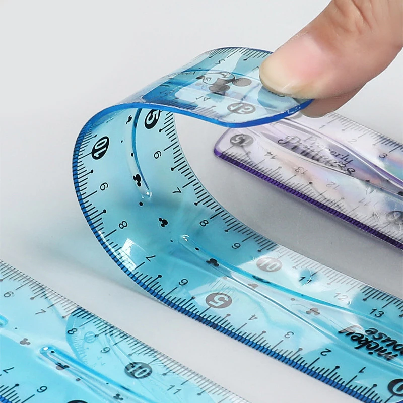

1pcs Mickey Soft Ruler Transparent Simple Ruler Square Ruler Cute Stationery Drawing Supplies