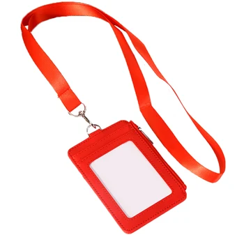 

Creative ID Card Holder Name Tag Protector Cover Practical ID Badge Holder Card Hanging Storage Pocket (Red)