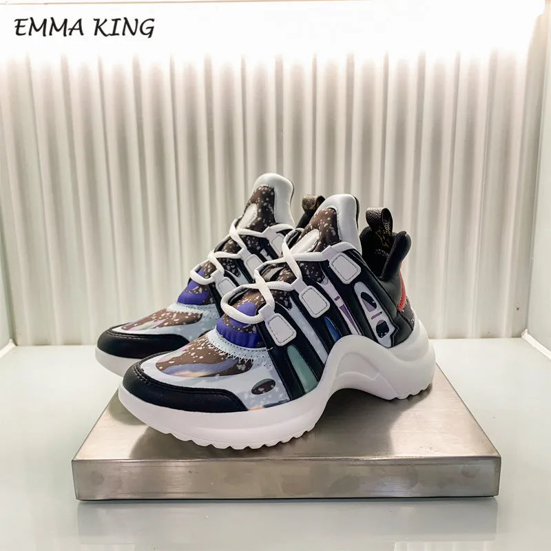 style 15 Emma king/Дизайнерские кроссовки на платформе; женская спортивная обувь на шнуровке для бега; Повседневная обувь из вулканизированной кожи и лайкры на плоской подошве; Прогулочные кроссовки - Цвет: style 15