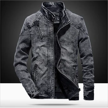 

Jackets Men Slim Fit Solid Color Casual Mens Jeans Coat Fashion Stand Clothes for Men Black Blue Casaca Hombre