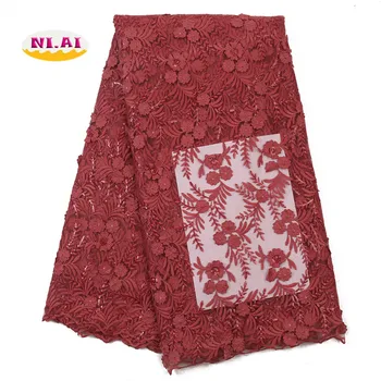 

NIAI African Sequins Lace Fabric 2019 High Quality Lace French Nigerian Tulle Embroidered Lace Fabrics For Wedding XY3079B-1
