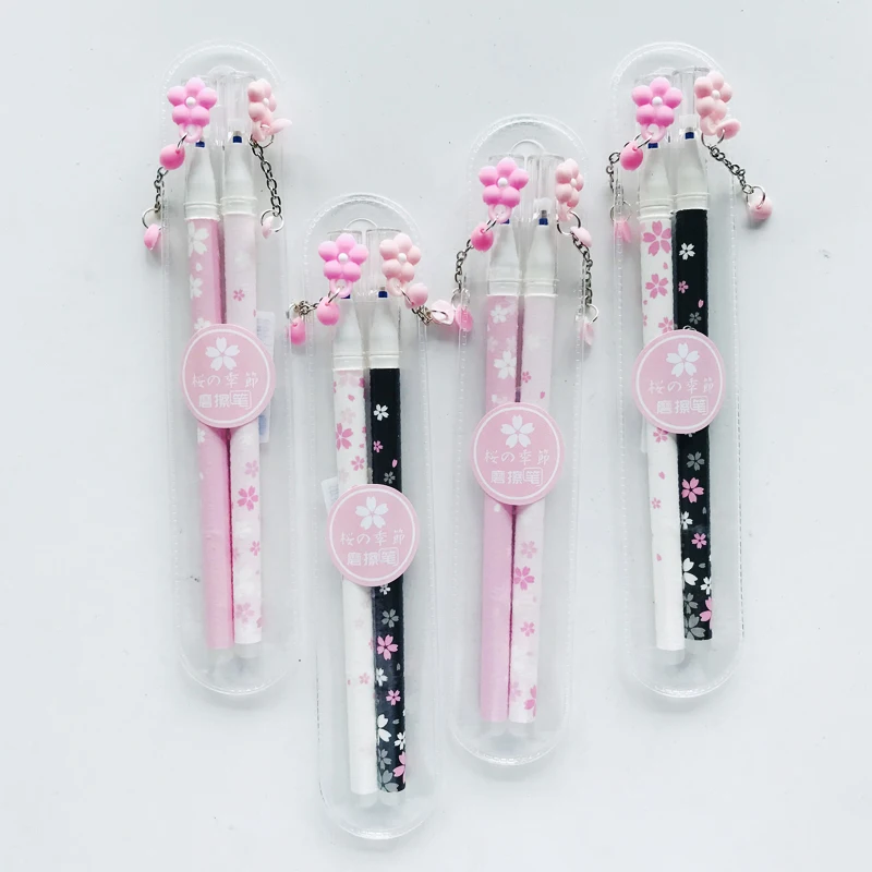 

10 sets 0.5mm Black Ink Romantic Sakura Floral Erasable Gel Pen Rollerball Pen School Office Supply Student Stationery