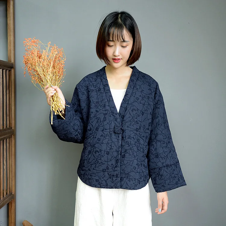 

Cotton-padded Clothes Women's 2018 Autumn New Products Cotton Linen WOMEN'S Dress Retro Short Thick Quilted Coat Cotton-padded J