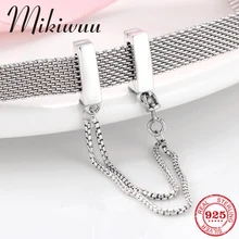 925 пробы серебряные квадратные зажимы безопасная цепочка бусины подходят к рефлексиям амулеты серебряные браслеты женские оригинальные ювелирные изделия